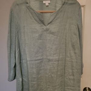 J. Jill Love Linen mossy green top. 1X